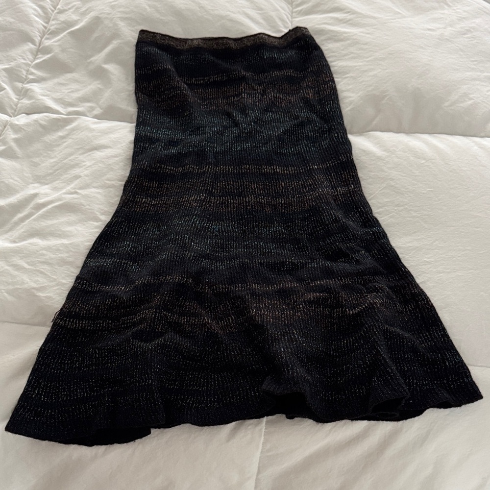 BCBG Black and Metallic Stripe Knit Skirt